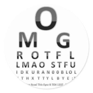 Text Addict's Eye Chart Classic Round Sticker