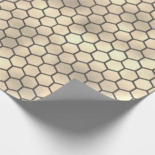 Textured Gold Honeycomb Hexagon Beekeeper Pattern