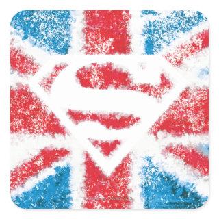 Textured S-Shield Over Flag Square Sticker