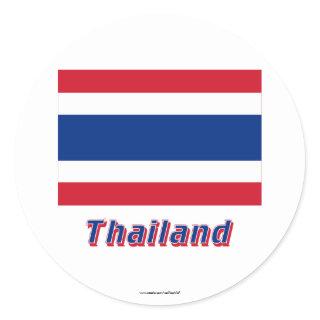 Thailand Flag with Name Classic Round Sticker