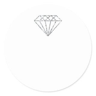 Thank Diamond Name Wedding Bridal Sweet16th White  Classic Round Sticker