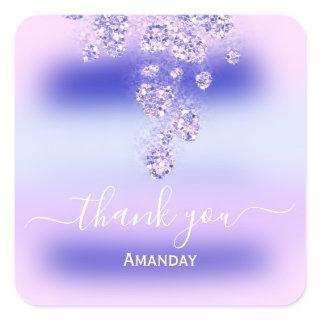 Thank Glitter Bridal Sweet 16th Pink Royal Blue Square Sticker