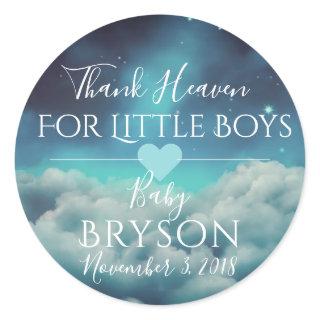 Thank Heaven for Little Boys| Clouds & Starry Sky Classic Round Sticker