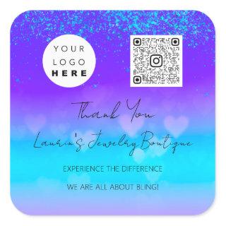 Thank Logo QrCode Online Shop Heart Square Sticker