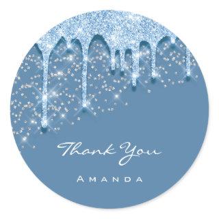 Thank Name 16th Bridal Silver Glitter 3D Effect Classic Round Sticker