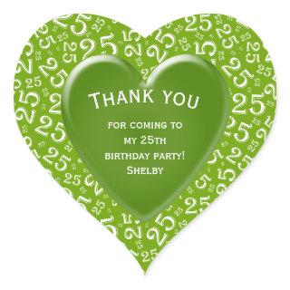 Thank you - 25th Birthday Green and White Heart Heart Sticker