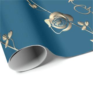 "Thank you"3D Silvery Rose on Ocean Blue