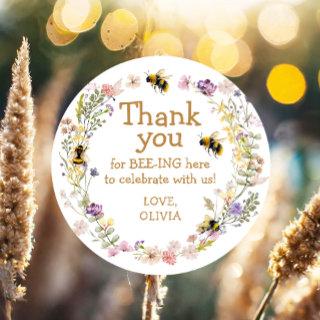 Thank You Bee One Cute Baby Shower Girl Birthday Classic Round Sticker