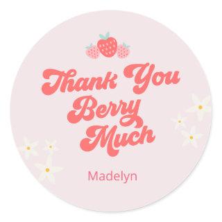 Thank You Berry Much Strawberry Pink Classic Round Classic Round Sticker
