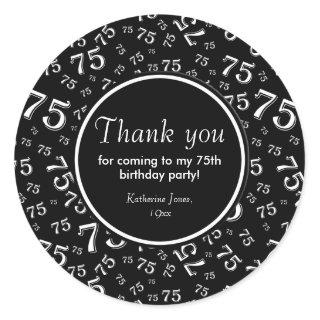 Thank You: Black and White 75th Number Collage Classic Round Sticker