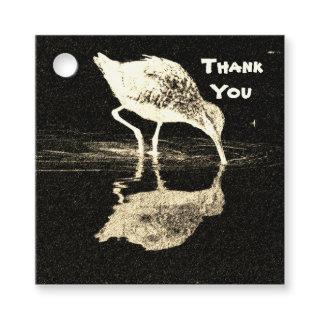 Thank You Black White Beach Bird with Reflection Favor Tags