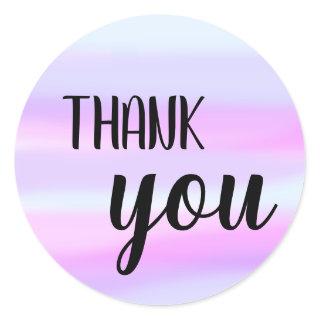 Thank You Bouncy Brush Lettering Watercolor Wash Classic Round Sticker