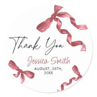 Thank You Burgundy Maroon Bow Sticker