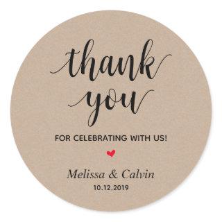 Thank you, celebrating with us, Rustic Gifts Classic Round Sticker