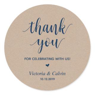 Thank you, celebrating with us, Rustic Gifts Classic Round Sticker