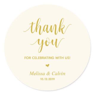 Thank you, celebrating with us, Wedding Gifts Classic Round Sticker