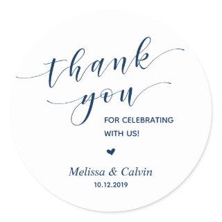 Thank you, celebrating with us, wedding rehearsal classic round sticker