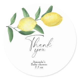 Thank you - Citrus Lemon - Baby shower Classic Round Sticker
