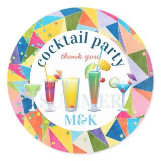 Thank You Cocktail Party Colorful Rainbow Drinks Classic Round Sticker