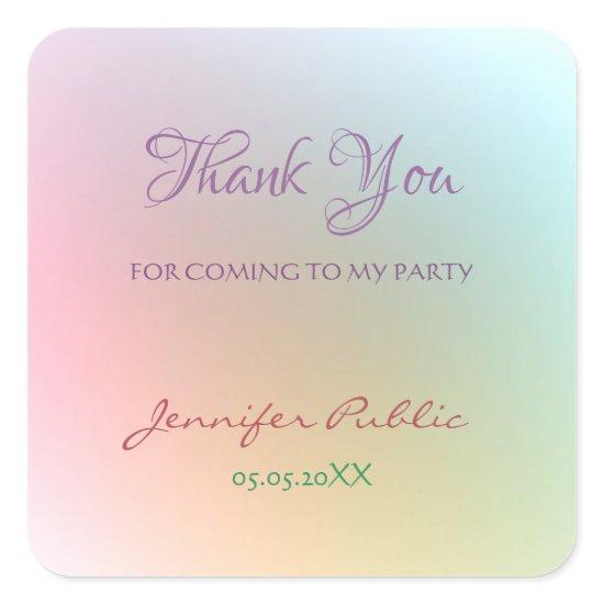 Thank You Colorful Template Typography Script Text Square Sticker