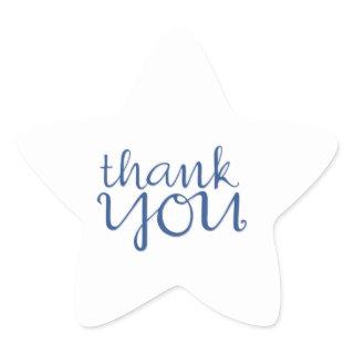 Thank You Cursive blue Star Sticker