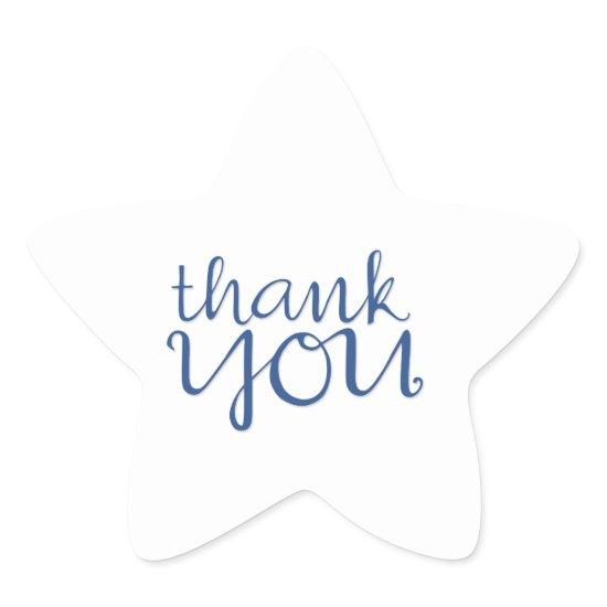Thank You Cursive blue Star Sticker