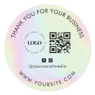 Thank You Custom Company Logo QR Code Social Media Classic Round Sticker