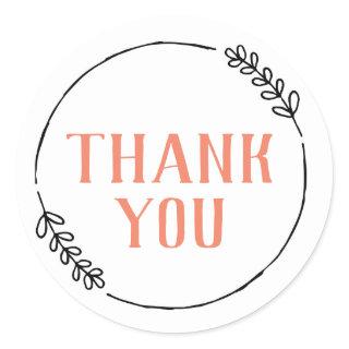 Thank You Doodle Wreath Classic Round Sticker