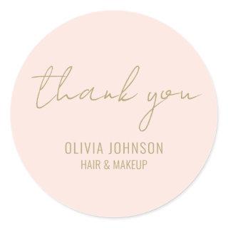 Thank You Elegant Handwriting Blush Pink   Classic Round Sticker