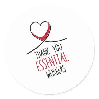 Thank You Essential Workers Heart Classic Round Sticker