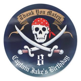 Thank You Favor Jolly Roger Pirate Classic Round Sticker