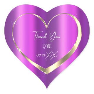 Thank You Favor Purple Gold Heart Bridal Sweet16th Heart Sticker