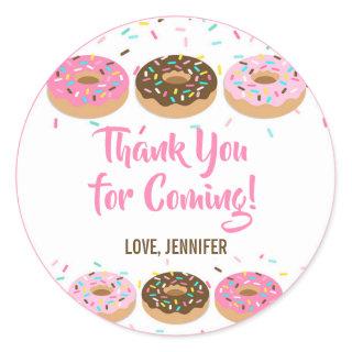 Thank You Favor Stickers Pink Donut Sprinkle