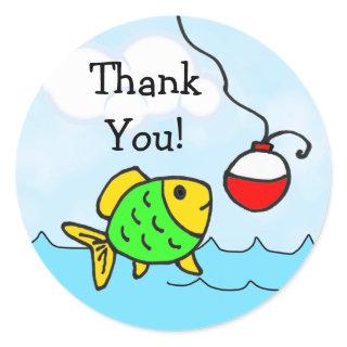 Thank You Fishing Boy's Birthday Stickers