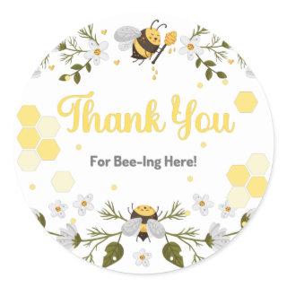 Thank You For Bee-Ing Here - Bee Theme Party  Classic Round Sticker