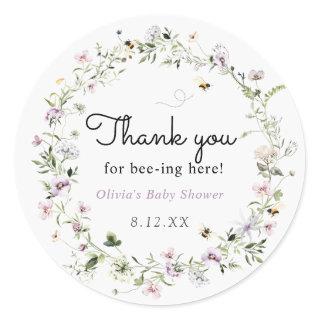 Thank you for Bee-ing Here Wildflower  Classic Round Sticker