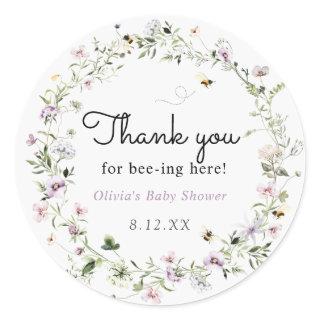 Thank you for Bee-ing Here Wildflower  Classic Round Sticker