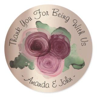 Thank You For Being With Us Name Marsala Smoky  Classic Round Sticker