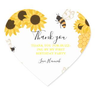 Thank you for Buzz -ing by my first bee day Heart Sticker