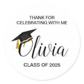 Thank You For Celebrating Graduation Party Favor  Classic Round Sticker
