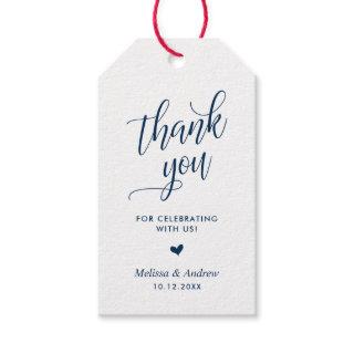 Thank you for celebrating, Navy Blue, Wedding Gift Tags