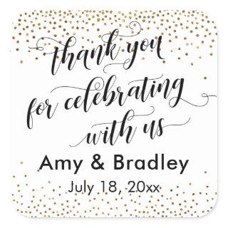 Thank You for Celebrating With Us Gold Confetti Square Sticker