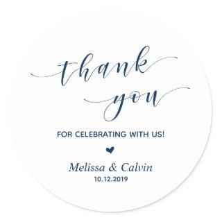 Thank you for celebrating with us Navy Blue Classic Round Sticker