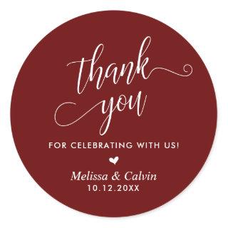 Thank you for celebrating with us, Wedding Classic Round Sticker