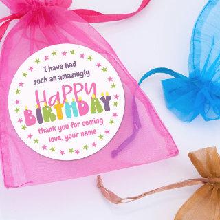 Thank You for Coming Birthday Colorful Candles Classic Round Sticker