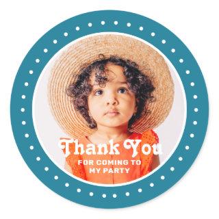 Thank You For Coming Modern Dots Custom Photo Classic Round Sticker