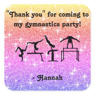 "Thank you" for coming to my Gymnastics Party! Square Sticker