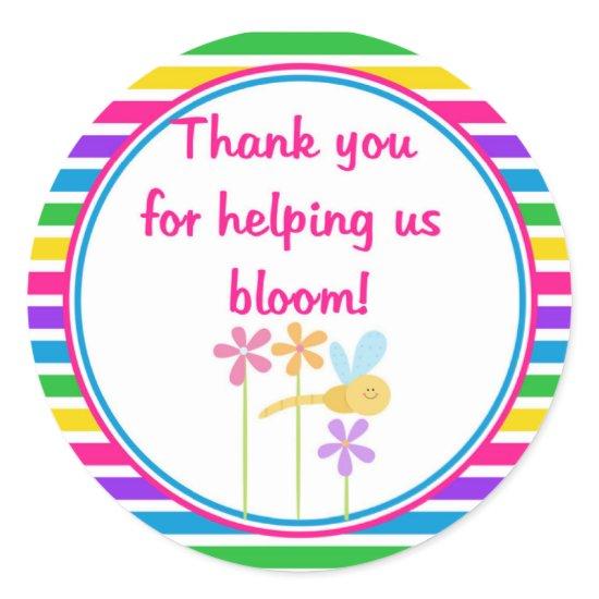 Thank you for helping us bloom classic round sticker