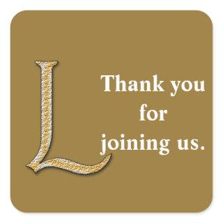 Thank You for Joining Us Gold Silver Monogram L Square Sticker