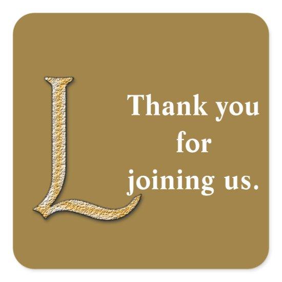 Thank You for Joining Us Gold Silver Monogram L Square Sticker